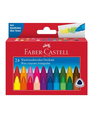 FC120024,Creioane cerate triunghiulare Faber-Castell FC120024, 24 culori
