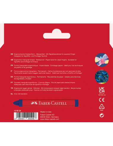 FC120024,Creioane cerate triunghiulare Faber-Castell FC120024, 24 culori