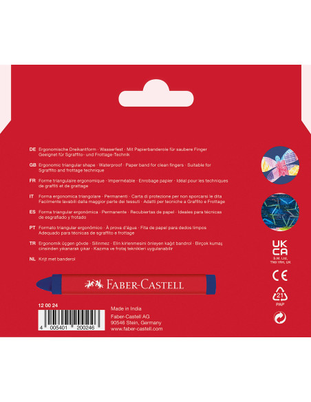 FC120024,Creioane cerate triunghiulare Faber-Castell FC120024, 24 culori