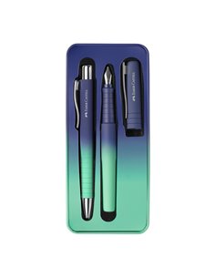 FC241055,Set stilou penita M + pix XB Poly Flow Faber-Castell FC241055, Albastru-turcoaz