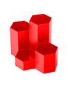 Suport birou din plastic cu 4 compartimente Ecada 95104V, Rosu