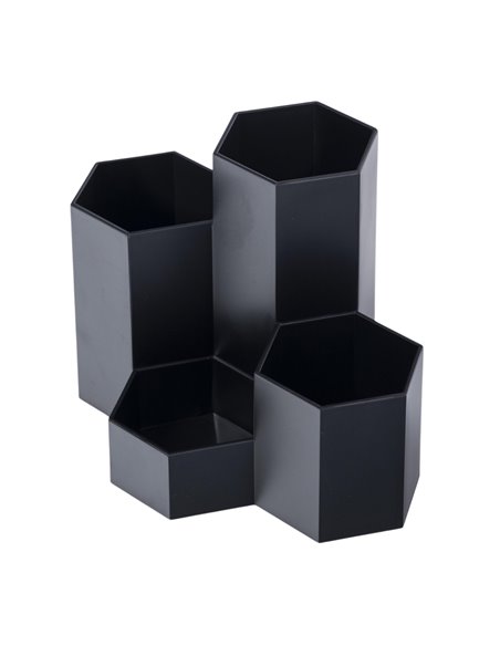 Suport birou din plastic cu 4 compartimente Ecada 95104V, Negru