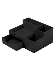 Suport birou din plastic cu 5 compartimente Ecada 95105N, Negru