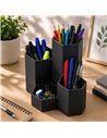 Suport birou din plastic cu 4 compartimente Ecada 95104V, Negru