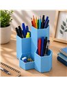 Suport birou din plastic cu 4 compartimente Ecada 95104A, Albastru