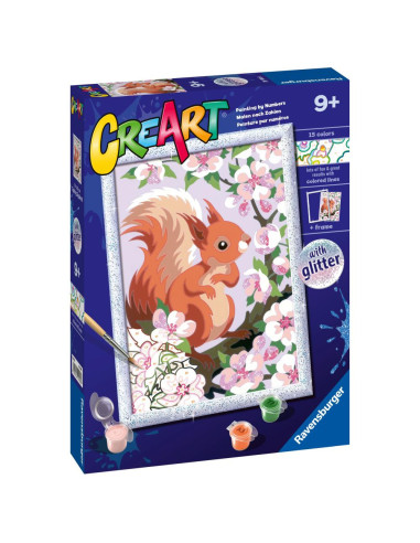 RVSPBN20180,Ravensburger - CreArt pictura pe numere pentru copii cu sclipici veverita