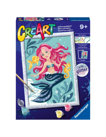 RVSPBN23568,Ravensburger - CreArt pictura pe numere pentru copii cu sclipici sirena
