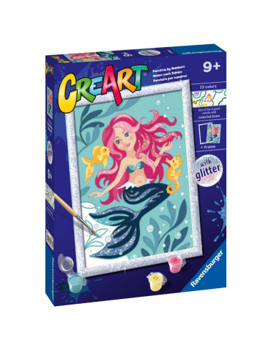 RVSPBN23568,Ravensburger - CreArt pictura pe numere pentru copii cu sclipici sirena