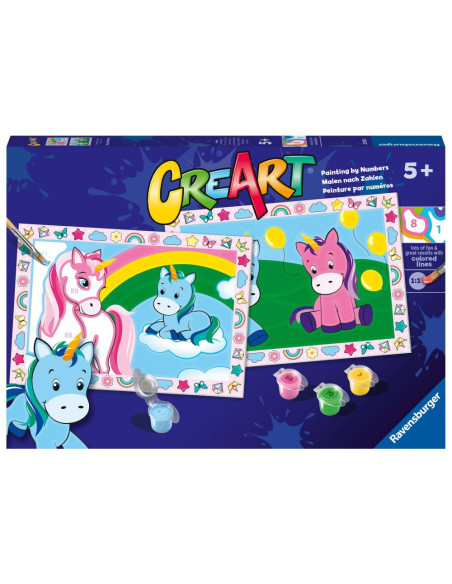 RVSPBN23699,Ravensburger - CreArt pictura pe numere pentru copii 2 sabloane unicorni veseli