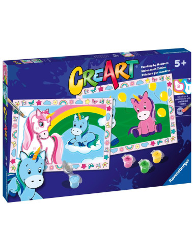 RVSPBN23699,Ravensburger - CreArt pictura pe numere pentru copii 2 sabloane unicorni veseli