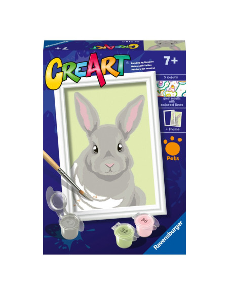RVSPBN23718,Ravensburger - CreArt pictura pe numere pentru copii iepuras gri