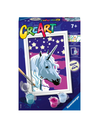 RVSPBN20204,Ravensburger - CreArt pictura pe numere pentru copii unicorn visator care straluceste in intuneric