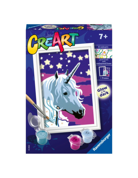 RVSPBN20204,Ravensburger - CreArt pictura pe numere pentru copii unicorn visator care straluceste in intuneric
