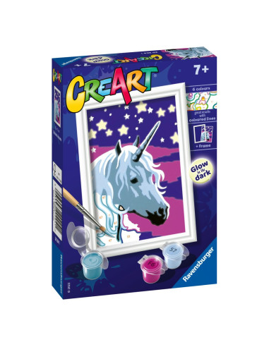 RVSPBN20204,Ravensburger - CreArt pictura pe numere pentru copii unicorn visator care straluceste in intuneric