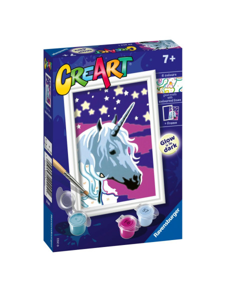 RVSPBN20204,Ravensburger - CreArt pictura pe numere pentru copii unicorn visator care straluceste in intuneric