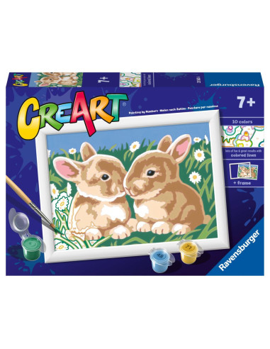 RVSPBN23563,Ravensburger - CreArt pictura pe numere pentru copii iepurasi printre margarete