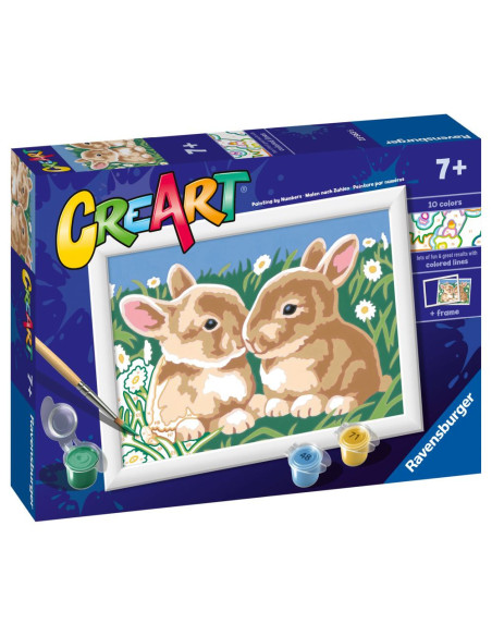 RVSPBN23563,Ravensburger - CreArt pictura pe numere pentru copii iepurasi printre margarete