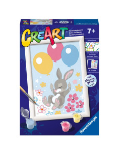 RVSPBN23564,Ravensburger - CreArt pictura pe numere pentru copii iepuras cu baloane si cu pietre sclipitoare 2