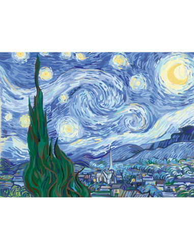 RVSPBN23915,Ravensburger - CreArt pictura pe numere pentru adulti Tablou Canvas Van Gogh noapte instelata