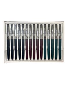 Set 15 stilouri cu penita ascunsa HERO 007, Negru - Verde - Visiniu