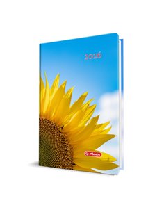 Agenda datata A5 Herlitz, 352 pagini, 70 g/mp, coperta buretata 2026, Motiv flower
