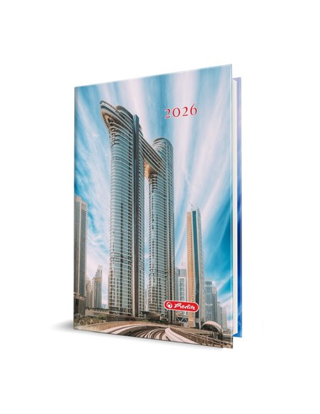 Agenda datata A5 Herlitz, 352 pagini, 70 g/mp, coperta buretata 2026, Motiv Dubai