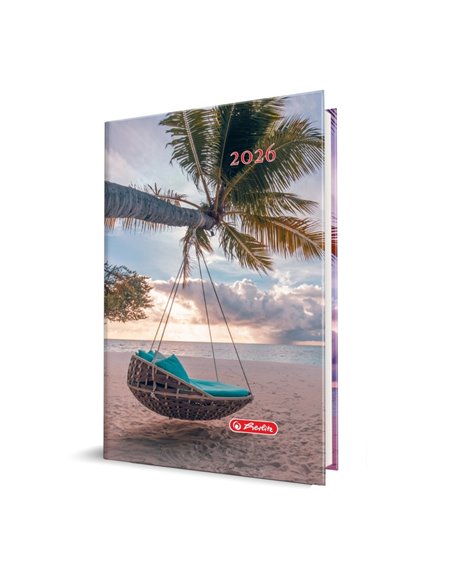 Agenda datata A5 Herlitz, 352 pagini, 70 g/mp, coperta buretata 2026, Motiv relax