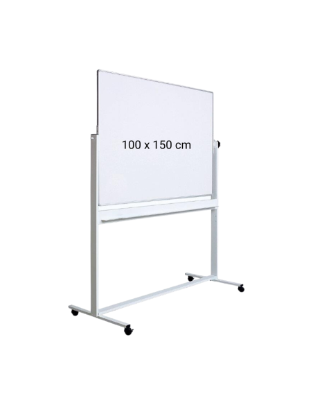 OP-25100150,Tabla alba magnetica, dubla fata, rotativa, 100 x 150 cm, pe stand mobil, profil aluminiu, Optima