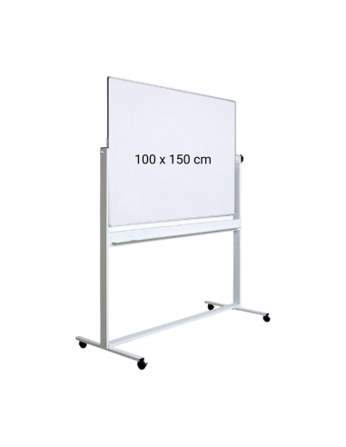 OP-25100150,Tabla alba magnetica, dubla fata, rotativa, 100 x 150 cm, pe stand mobil, profil aluminiu, Optima