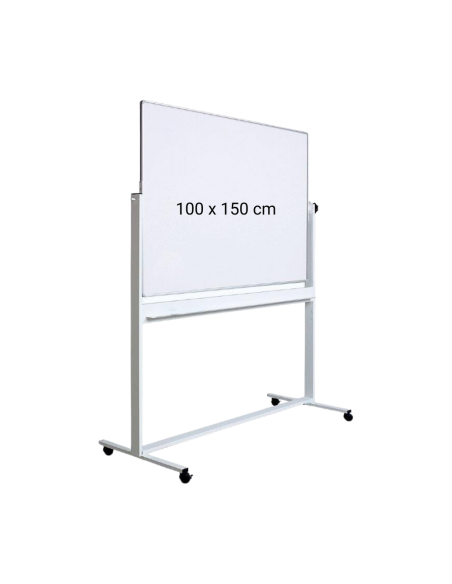 OP-25100150,Tabla alba magnetica, dubla fata, rotativa, 100 x 150 cm, pe stand mobil, profil aluminiu, Optima