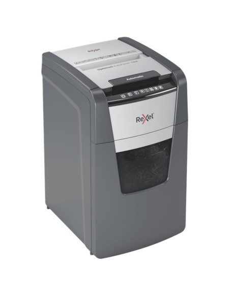 Distrugator documente automat REXEL Optimum 130X, P4, cross-cut, 130 coli, cos 44l, negru-gri