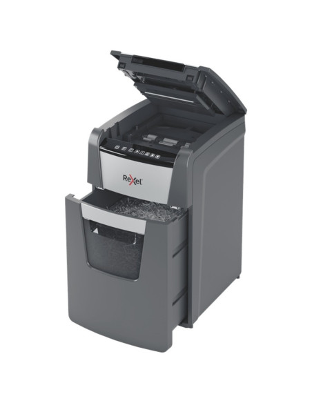Distrugator documente automat REXEL Optimum 130X, P4, cross-cut, 130 coli, cos 44l, negru-gri