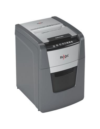 RX-2020100MEU,Distrugator documente automat REXEL Optimum 100M, P5, micro-cut, 100 coli, cos 34l, negru-gri