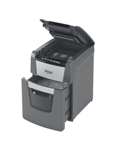 RX-2020100MEU,Distrugator documente automat REXEL Optimum 100M, P5, micro-cut, 100 coli, cos 34l, negru-gri
