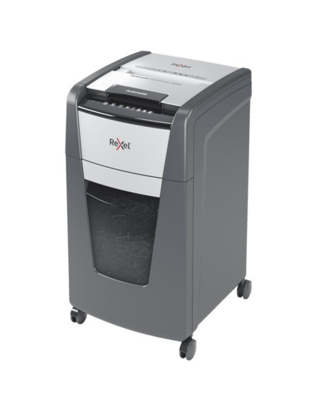 Distrugator documente automat REXEL Optimum 225X, P4, cross-cut, 225 coli, cos 60l, negru-gri