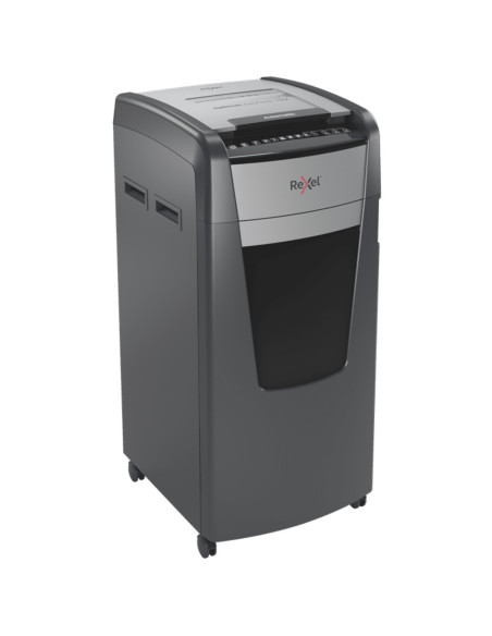 Distrugator documente automat REXEL Optimum 750X, P4, cross-cut, 750 coli, cos 140l, negru-gri