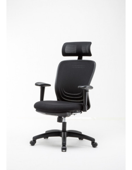 Scaun de birou, brate plastic, rotile, piele ecologica, cu tetiera, Office Products Zakynthos -negru