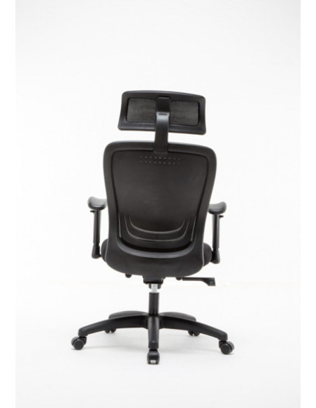 Scaun de birou, brate plastic, rotile, piele ecologica, cu tetiera, Office Products Santorini -negru