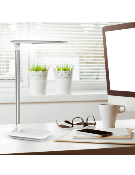 Lampa LED de birou, cu USB, MAUL Jazzy - alba