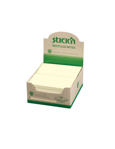 HO-21796,Notes autoadeziv 76 x 127 mm, hartie reciclata, 100 file, 12 buc/cutie, Stick"n – galben pastel