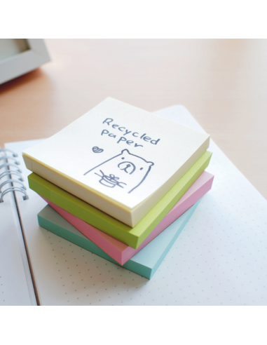 HO-21433,Notes autoadeziv 76 x 76 mm, hartie reciclata, 100 file, 12 buc/cutie, Stick"n – galben pastel