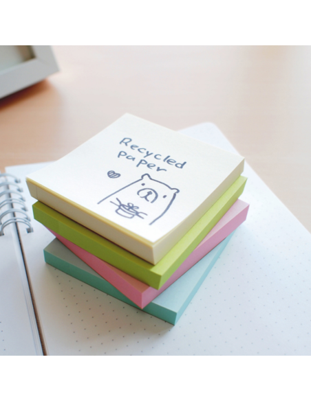 HO-21433,Notes autoadeziv 76 x 76 mm, hartie reciclata, 100 file, 12 buc/cutie, Stick"n – galben pastel