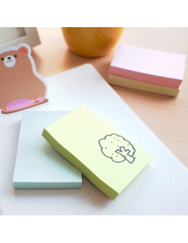 HO-21433,Notes autoadeziv 76 x 76 mm, hartie reciclata, 100 file, 12 buc/cutie, Stick"n – galben pastel