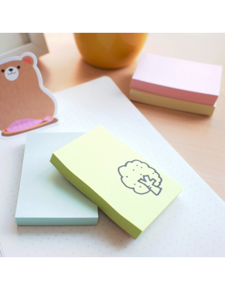 HO-21433,Notes autoadeziv 76 x 76 mm, hartie reciclata, 100 file, 12 buc/cutie, Stick"n – galben pastel