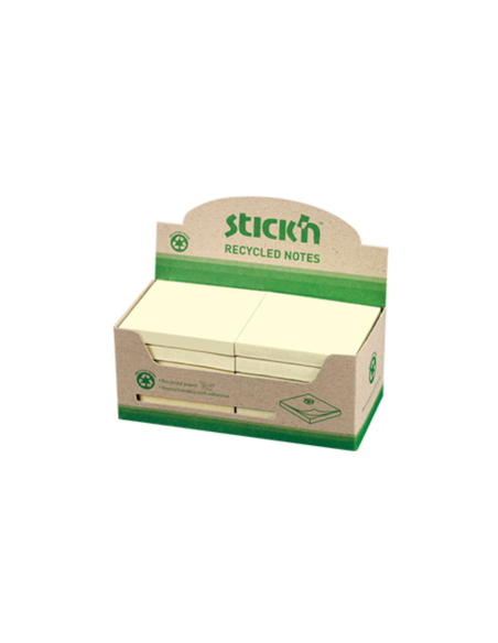 HO-21795,Notes autoadeziv Stick"n 76 x 76 mm, hartie reciclata, 100 file, 12 buc/cutie