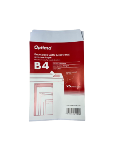 OP-5940WB4-25,Plic B4 (353x250mm), cu burduf 40mm, lipire siliconica, 25 buc/set, Optima - alb
