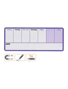 NB-1904048,Organizator NOBO, saptamanal, magnetic, 140x36 cm, include marker si magneti, mov