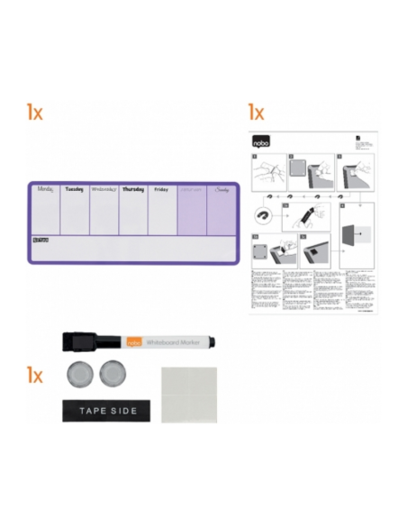 Organizator NOBO, saptamanal, magnetic, 140x36 cm, include marker si magneti, mov