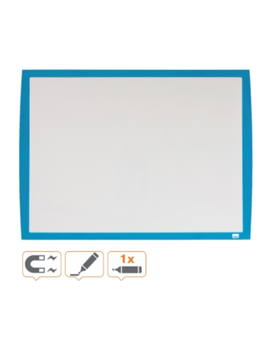 NB-2104176,Tabla NOBO Joy, plastic, 43x58.5cm, magnetica, include marker, burete si magneti, alb, rama albastra