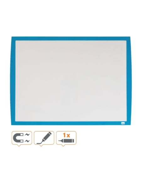 NB-2104176,Tabla NOBO Joy, plastic, 43x58.5cm, magnetica, include marker, burete si magneti, alb, rama albastra